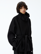 JCAESAR Asymmetric Zipper Belted Coat