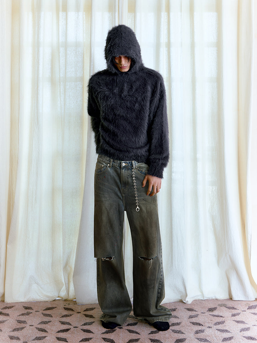 JCAESAR Bloodstain Knife Cut Denim Jeans - jcaesarclo