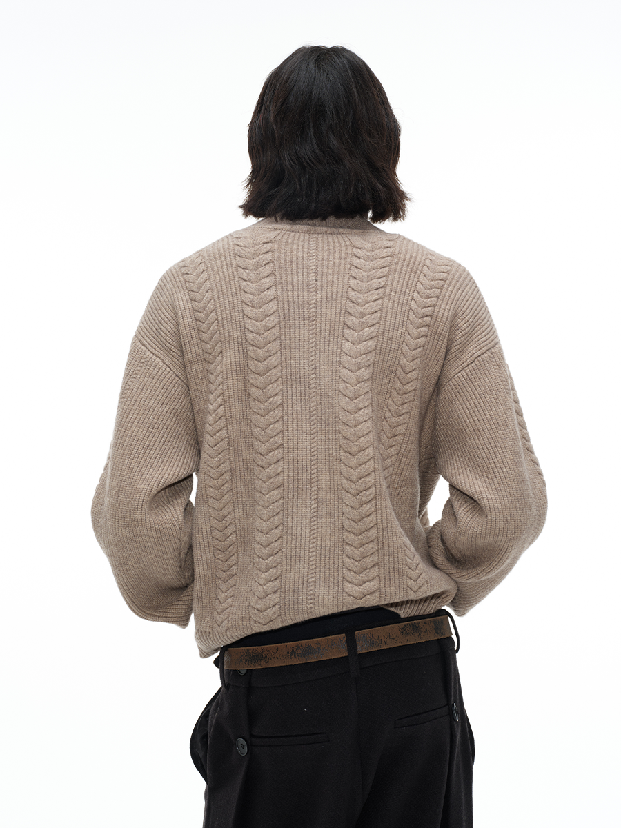 Jcaesar Wheat Spike Cable Knit Sweater - jcaesarclo