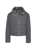 JCAESAR Detachable Washable Old Wool Collar Waist Loop Jacket - jcaesarclo