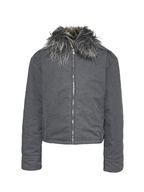 JCAESAR Detachable Washable Old Wool Collar Waist Loop Jacket - jcaesarclo