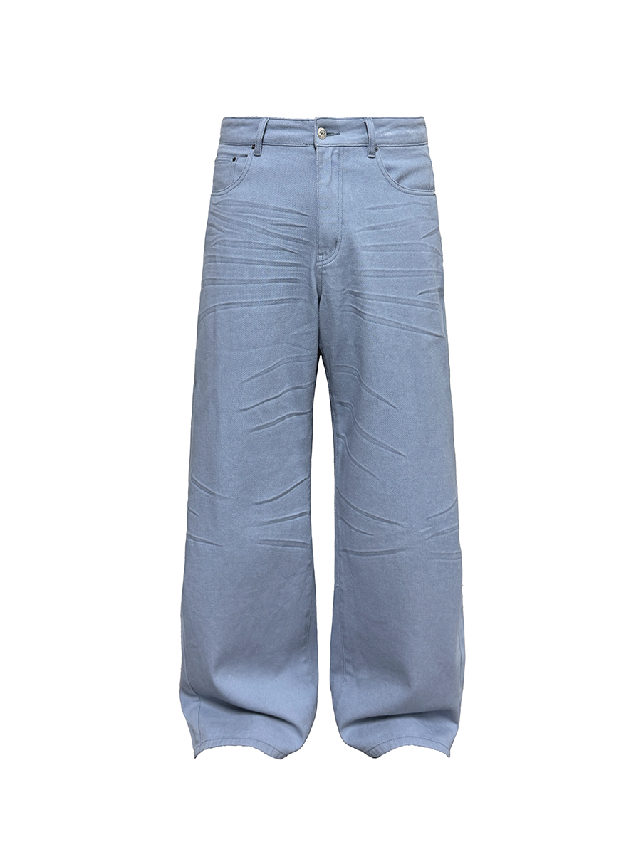 JCAESAR Pleated Washed Matte Jeans