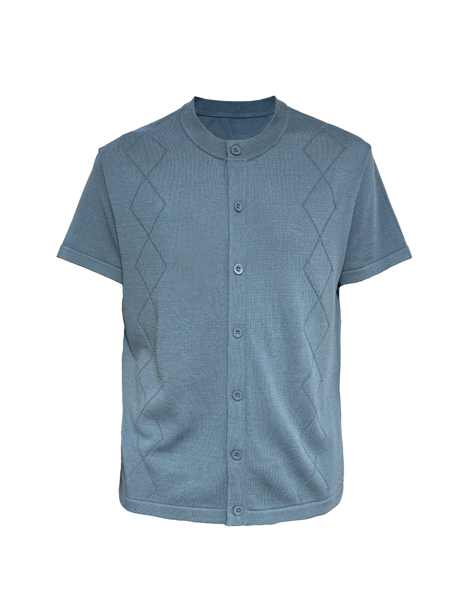 Jcaesar Diamond-Pattern Short Sleeve Knit Cardigan - jcaesarclo