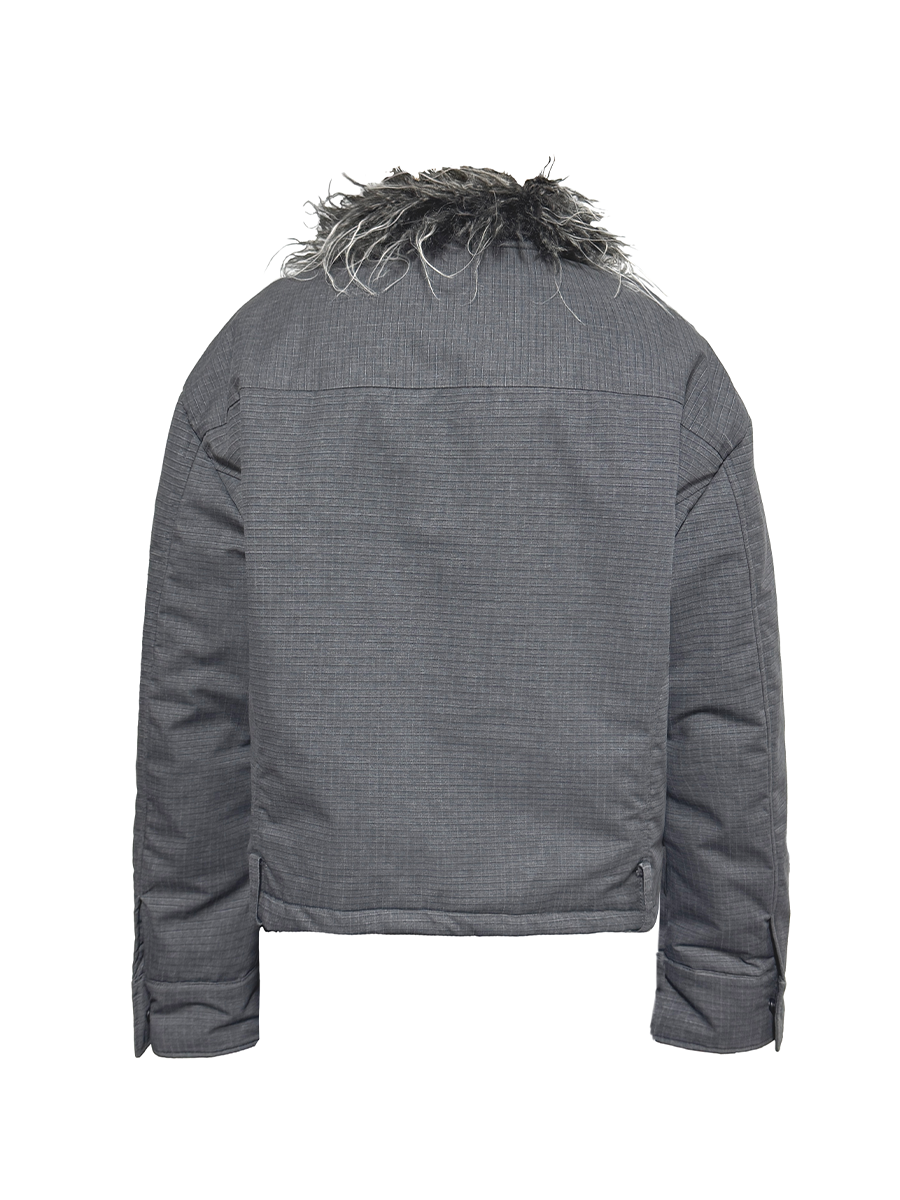 JCAESAR Detachable Washable Old Wool Collar Waist Loop Jacket - jcaesarclo