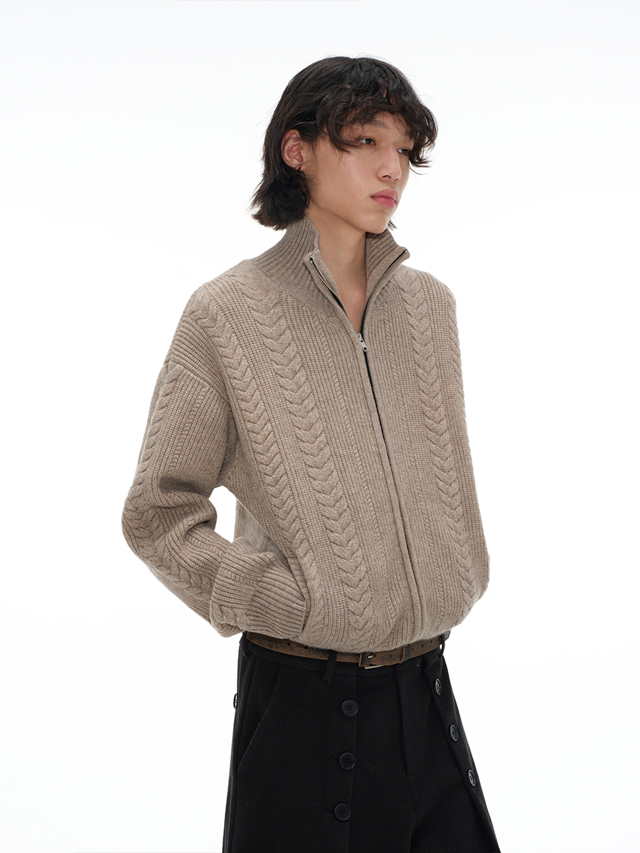 Jcaesar Wheat Spike Cable Knit Sweater - jcaesarclo