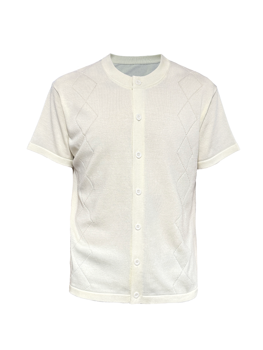 Jcaesar Diamond-Pattern Short Sleeve Knit Cardigan - jcaesarclo