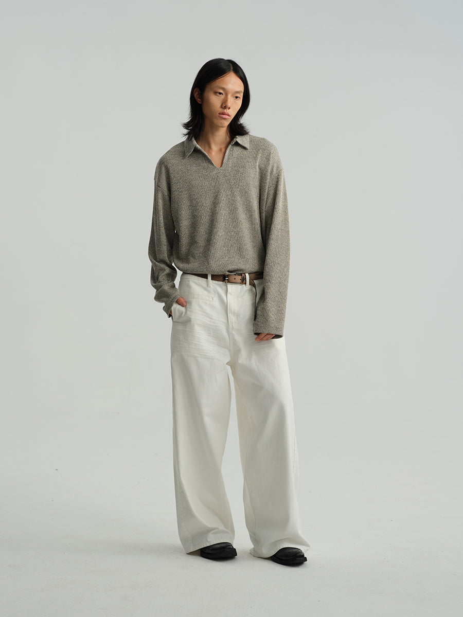 JCAESAR White pleated wide-leg jeans – jcaesarclo