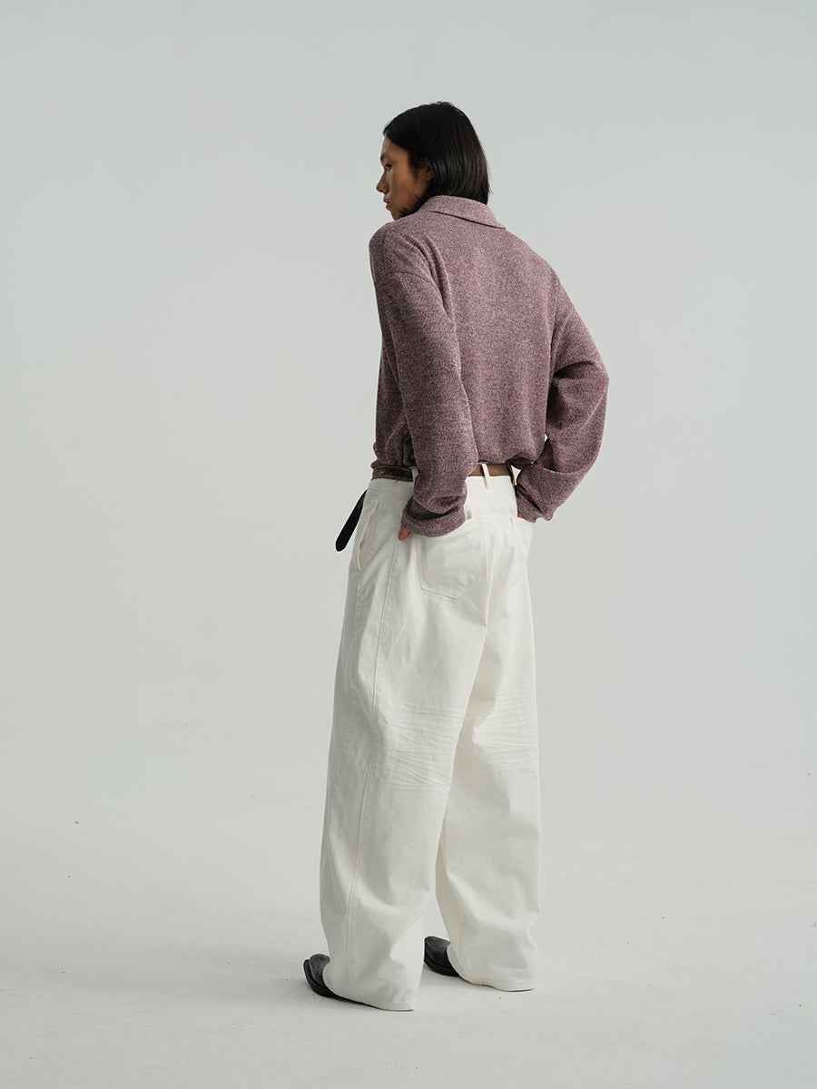 JCAESAR White pleated wide-leg jeans – jcaesarclo