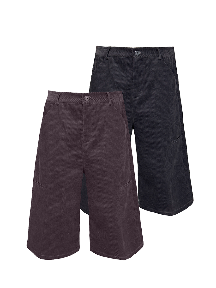 Jcaesar High-GSM Pure Cotton Stripe Corduroy Fabric Capri Pants - jcaesarclo