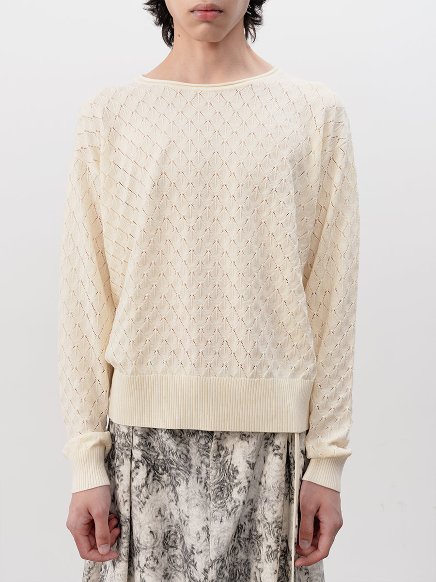 JCAESAR Cut-Out Diamond Pattern Long Sleeve