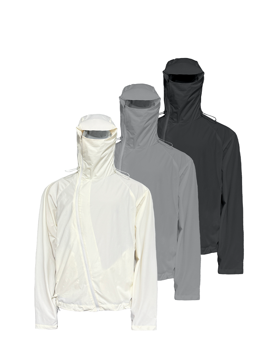 Jcaesar Slanted Zipper Sun-Protective Jacket with Face Screen - jcaesarclo