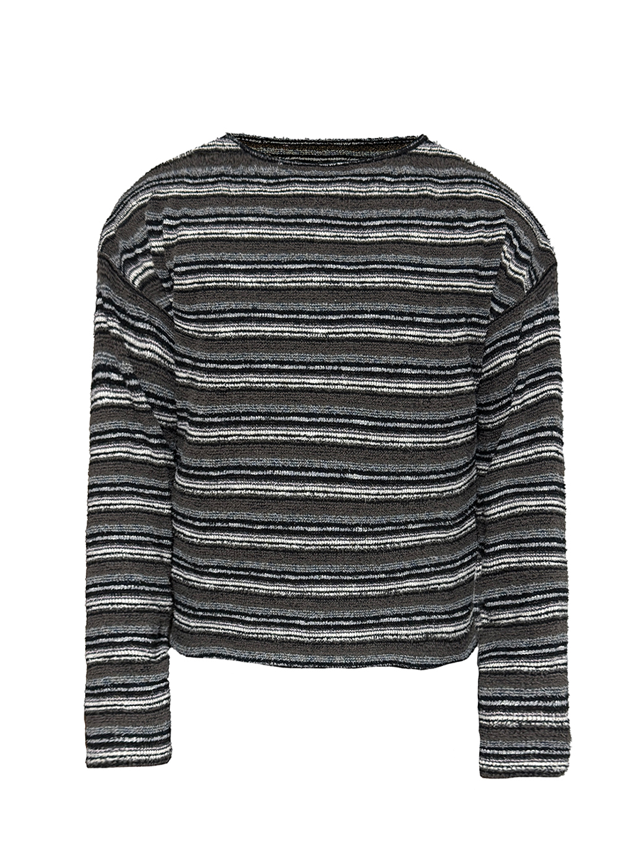 JCAESAR Striped Knit Drop Shoulder Long Sleeve