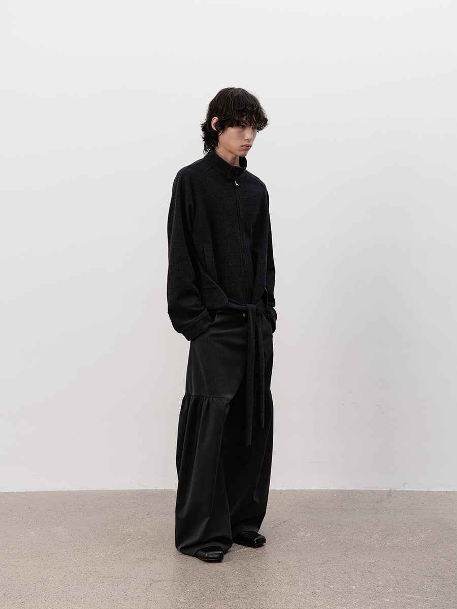 JCAESAR Buckle Strap Raglan Harrington Jacket
