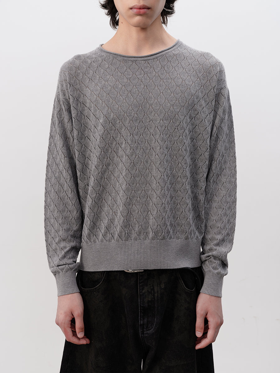 JCAESAR Cut-Out Diamond Pattern Long Sleeve