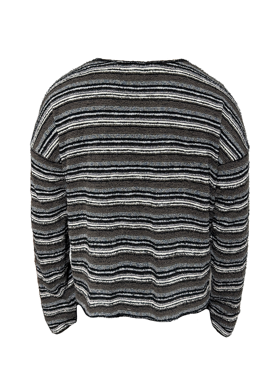 JCAESAR Striped Knit Drop Shoulder Long Sleeve