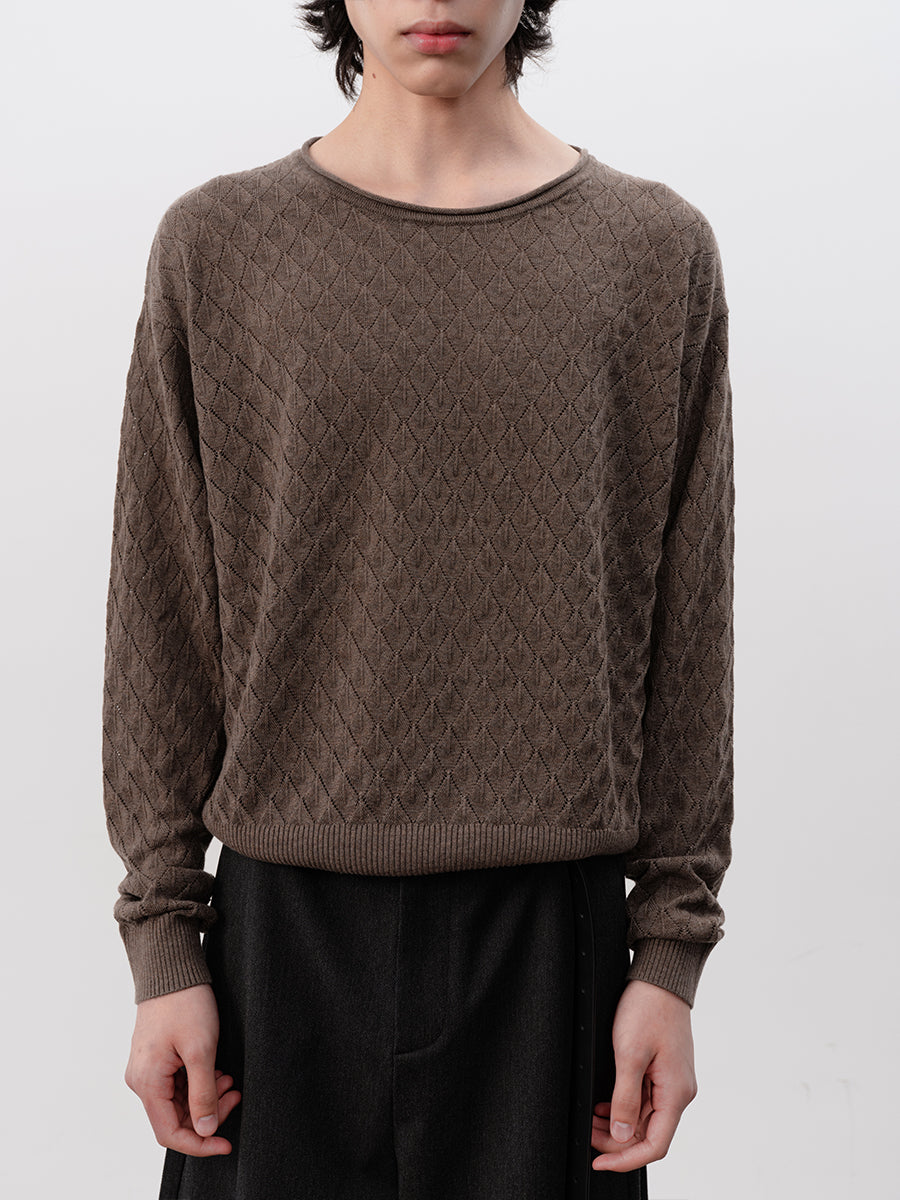 JCAESAR Cut-Out Diamond Pattern Long Sleeve