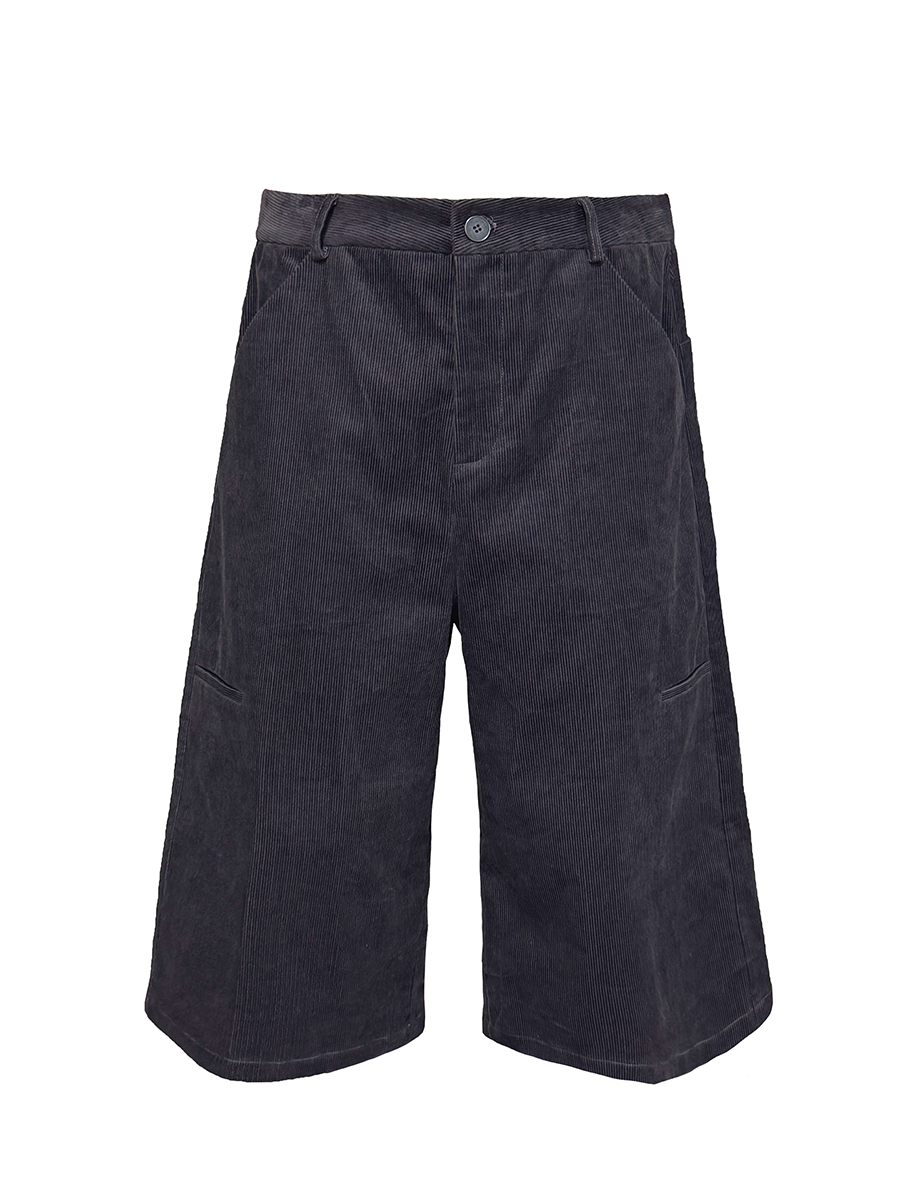 Jcaesar High-GSM Pure Cotton Stripe Corduroy Fabric Capri Pants