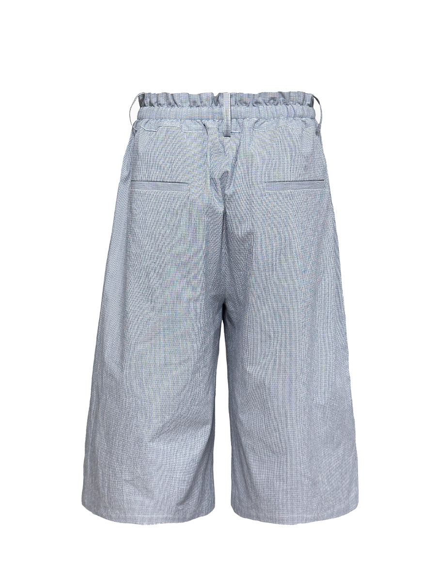 Jcaesar Bubble Pleated Checkered Flower Bud Capri Pants - jcaesarclo