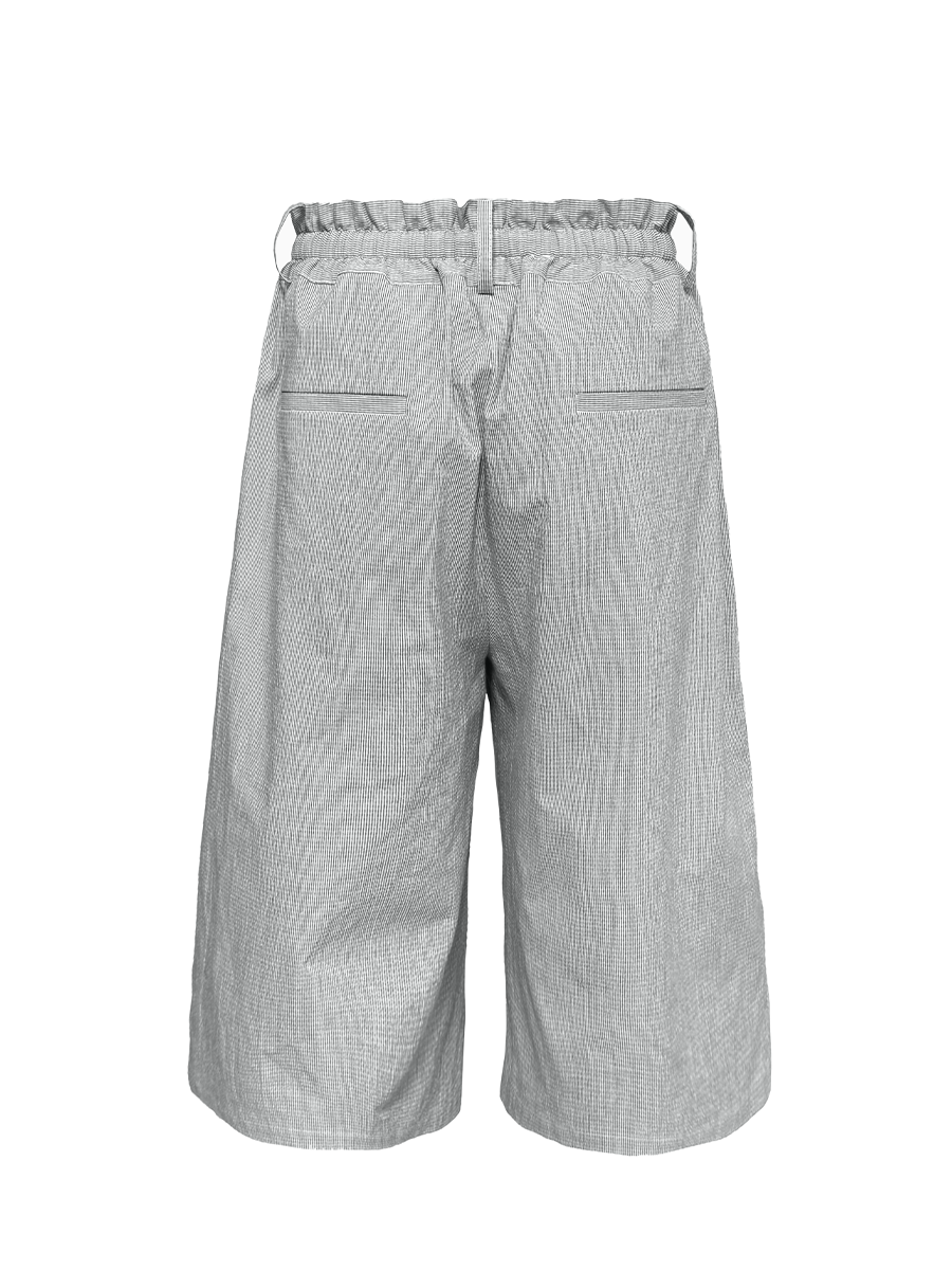 Jcaesar Bubble Pleated Checkered Flower Bud Capri Pants - jcaesarclo