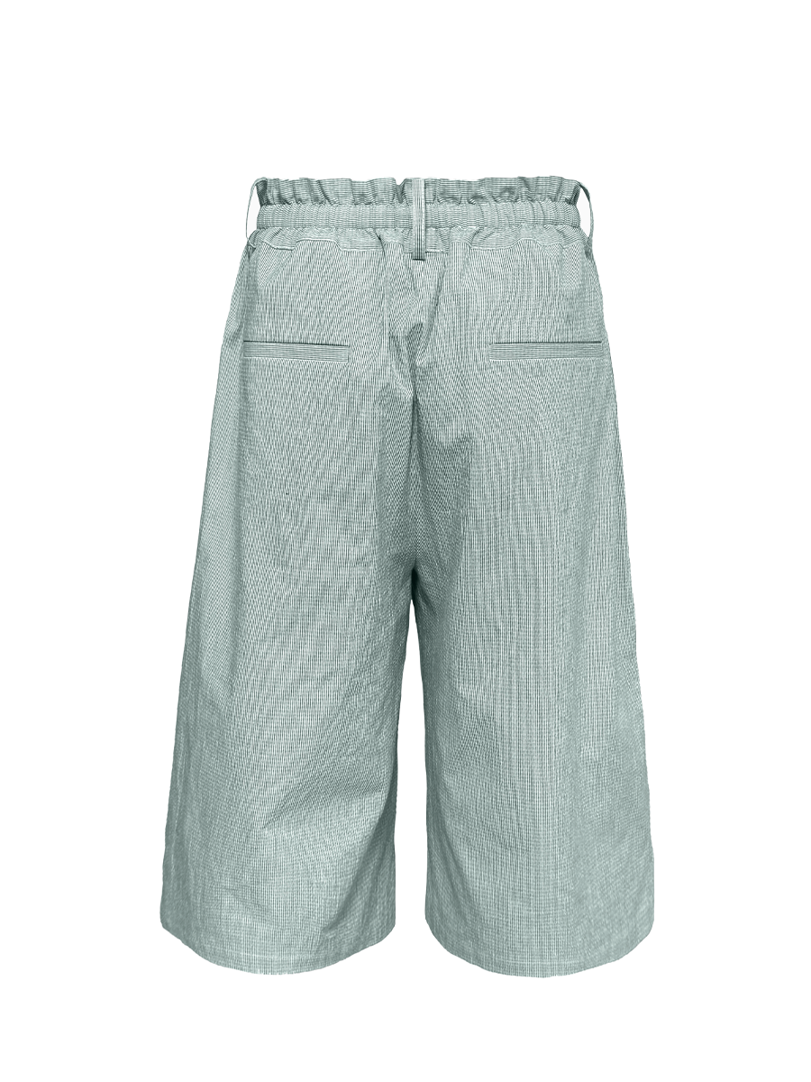 Jcaesar Bubble Pleated Checkered Flower Bud Capri Pants - jcaesarclo