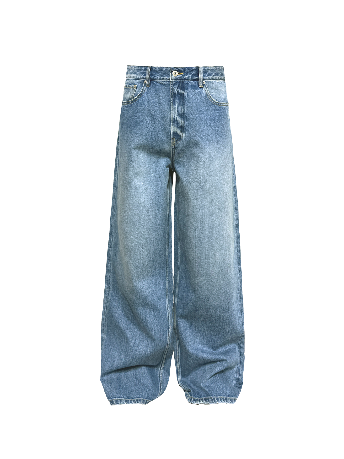 JCAESAR Clean Straight‑Leg Washed Blue Jeans