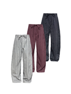 JCAESAR Striped Pleated Tie-Waist Trousers - jcaesarclo