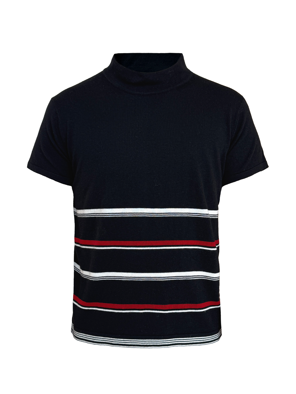 JCAEASAR Black-and-red striped turtleneck knit tee