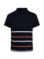JCAEASAR Black-and-red striped turtleneck knit tee