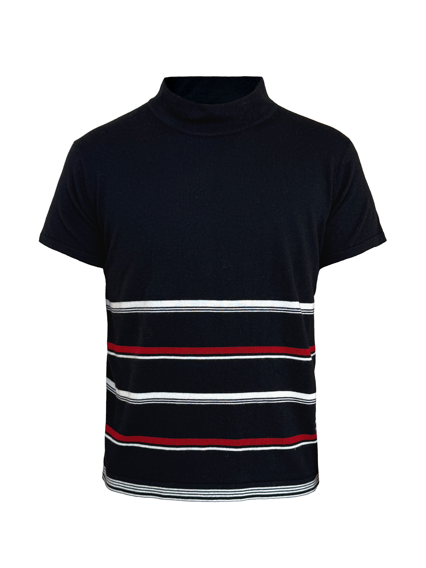 JCAEASAR Black-and-red striped turtleneck knit tee