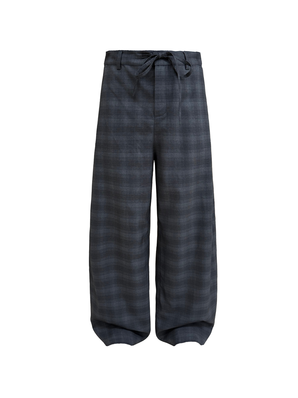 JCAESAR Checkered drawstring trousers with subtle grid pattern