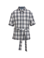 JCAESAR Plaid tie‑front shirt with shadowed pattern