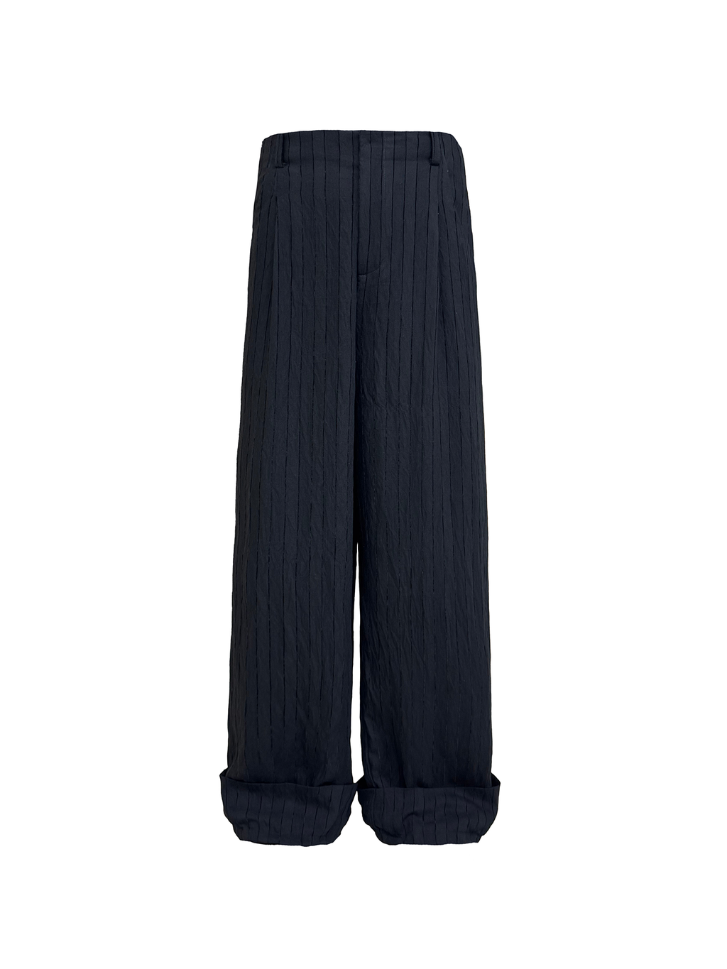 JCAESAR Dark Pinstripe Drawstring Cuffed Black Cargo Pants