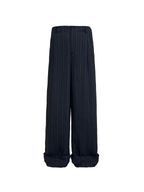JCAESAR Dark Pinstripe Drawstring Cuffed Black Cargo Pants