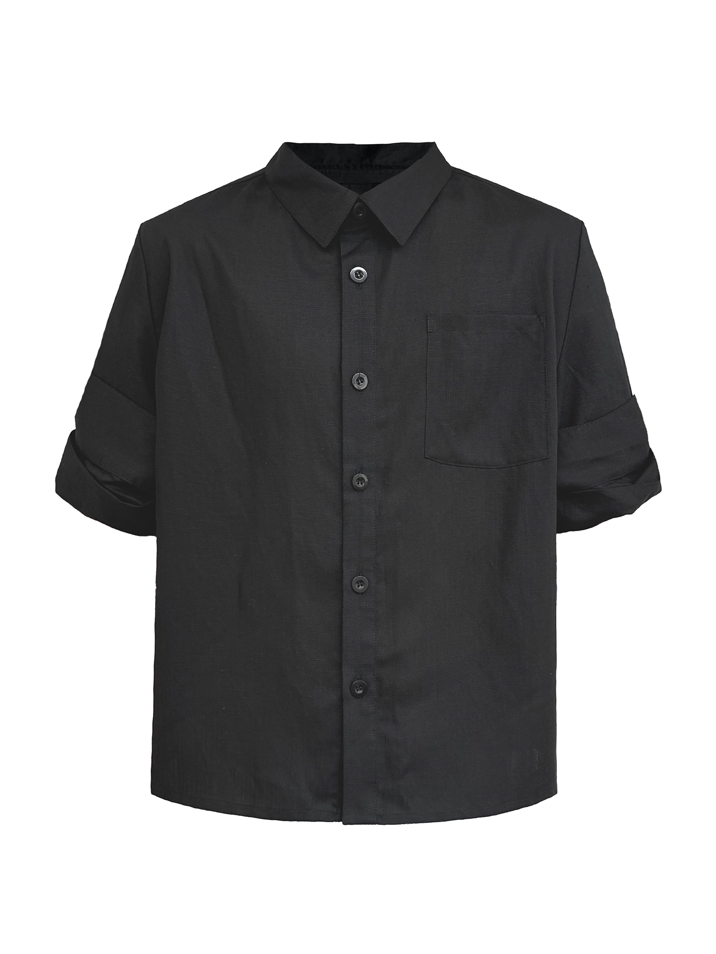 JCAESAR Tencel‑Linen Rolled‑Hem Vein‑Pattern Shirt