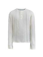 JCAESAR Henley collar scale‑pattern knit long‑sleeve