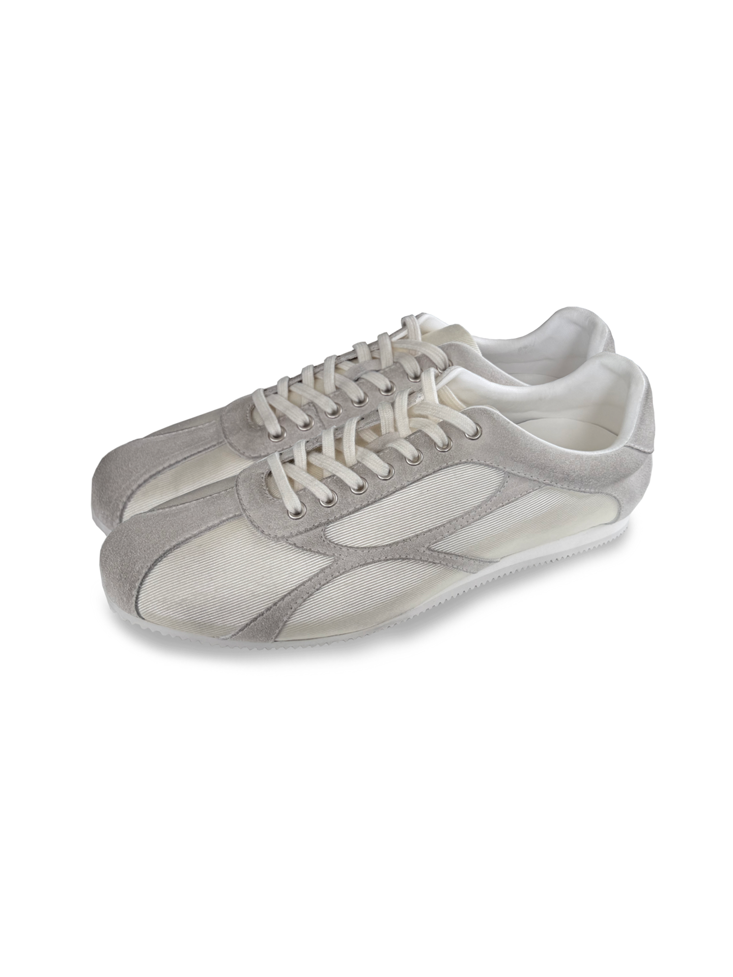 JCAESAR Orca‑Color Satin & Suede Panel German Trainer Sneakers