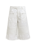 JCAESAR Coated Utility Moto Cropped Pants – Wide Fit Workwear Capri Trousers