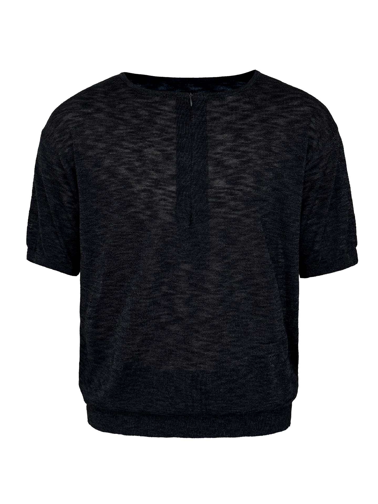 JCAESAR Half‑Zip Slub‑Texture Short‑Sleeve Top