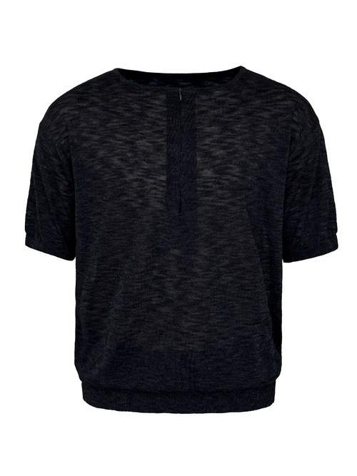 JCAESAR Half‑Zip Slub‑Texture Short‑Sleeve Top