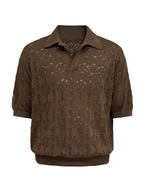 JCAESAR Hollow‑leaf patterned short‑sleeve knit shirt