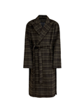 JCAESAR Brown Olive Plaid Wool Overcoat