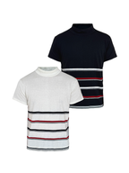JCAEASAR Black-and-red striped turtleneck knit tee