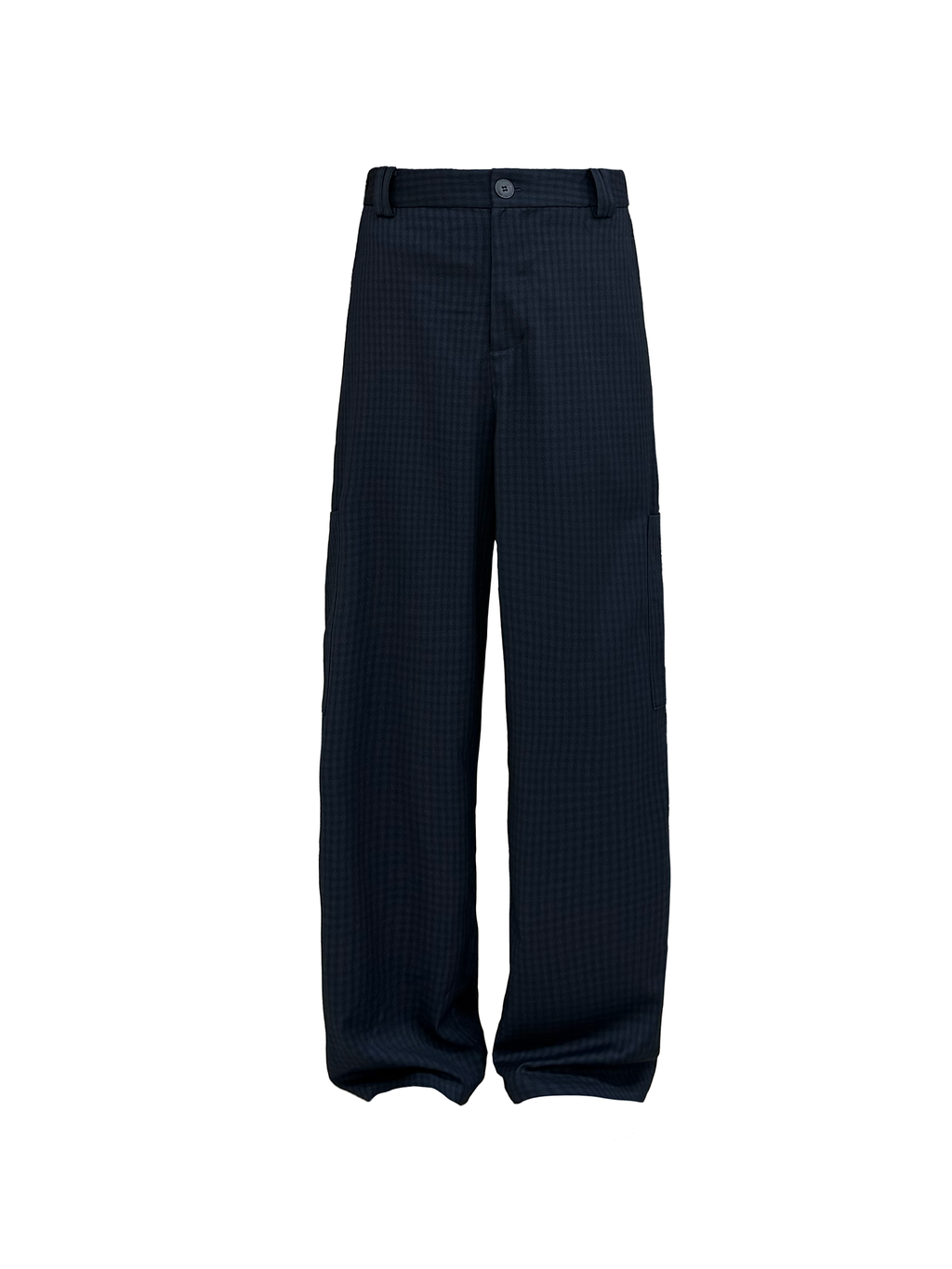 JCAESAR Blue Plaid Paneled Trousers with Side Pockets
