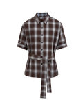 JCAESAR Plaid tie‑front shirt with shadowed pattern
