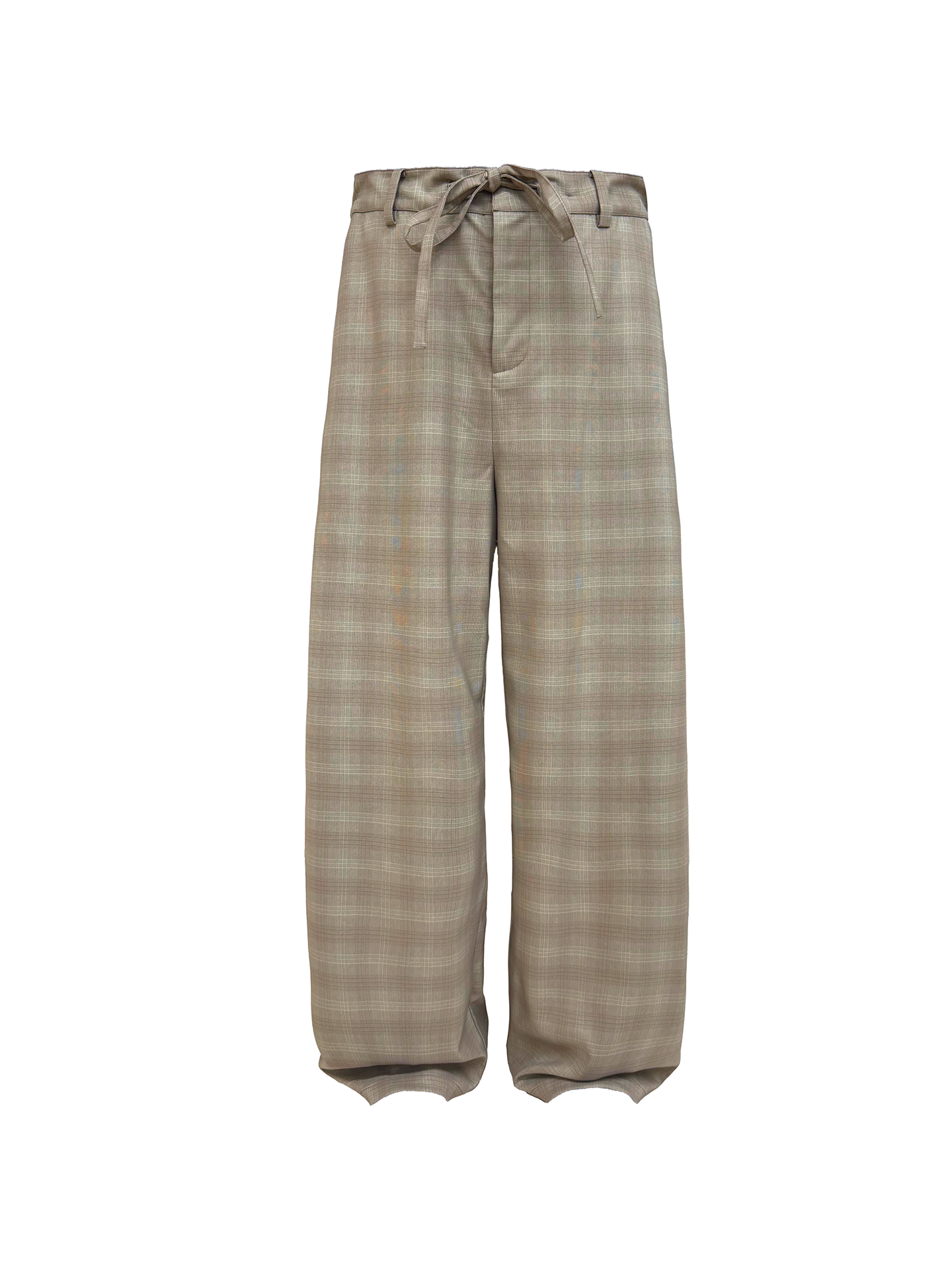 JCAESAR Checkered drawstring trousers with subtle grid pattern