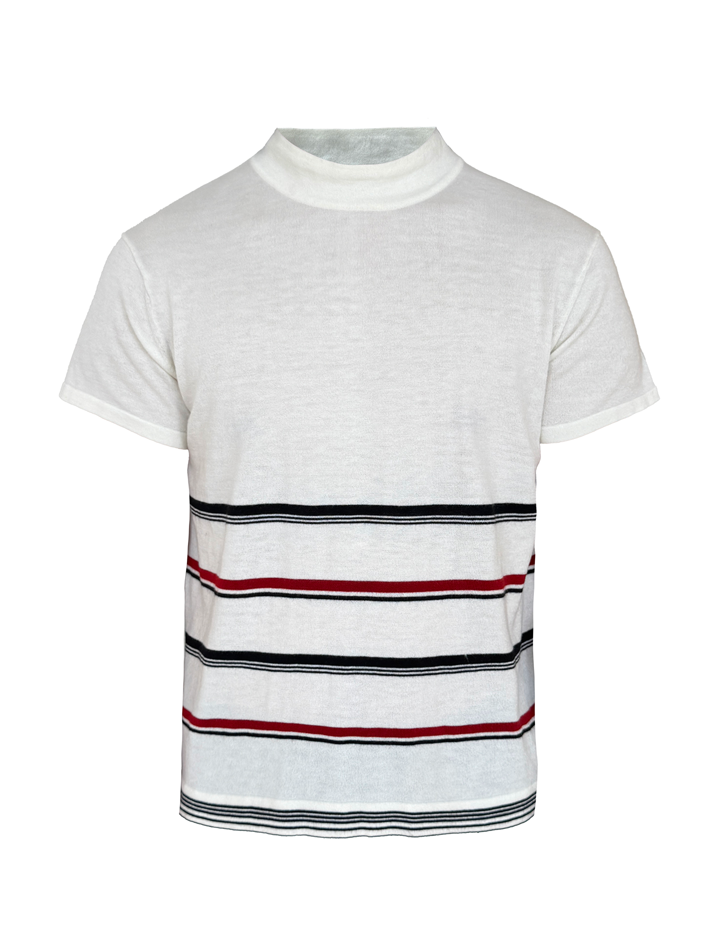 JCAEASAR Black-and-red striped turtleneck knit tee