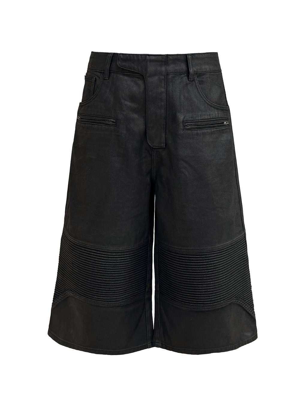 JCAESAR Coated Utility Moto Cropped Pants – Wide Fit Workwear Capri Trousers
