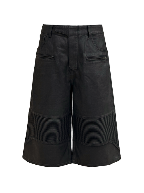 JCAESAR Coated Utility Moto Cropped Pants