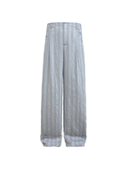 JCAESAR Dark Pinstripe Drawstring Cuffed Black Cargo Pants