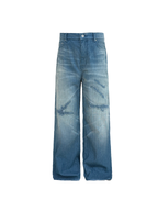 JCAESAR Washed distressed striped denim jeans